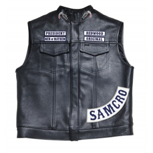 SOA Men's Sons of Anarchy Leather Motorcycle Biker Vest (Free Worldwide Shipping)